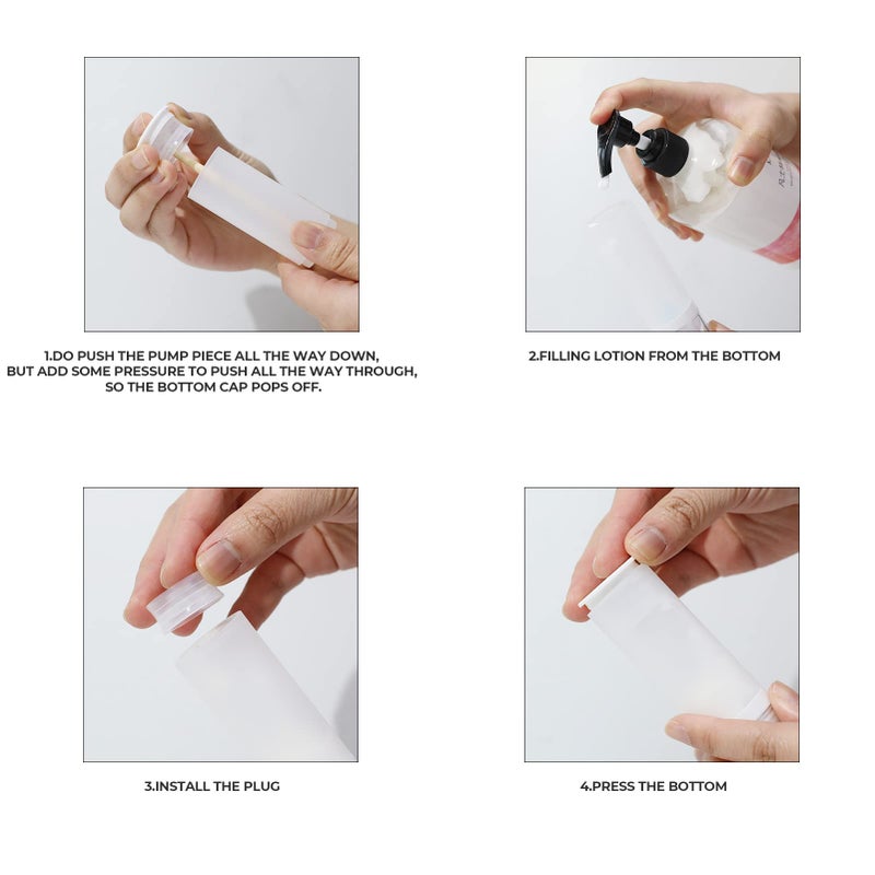 LONGWAY 1oz 30ml Airless Cosmetic Cream Pump Bottle Travel Size Dispenser Refillable Containers/Foundation Travel Pump Bottle for Shampooï¼ˆPack of 6, Frosted Translucentï¼‰ - Image 5